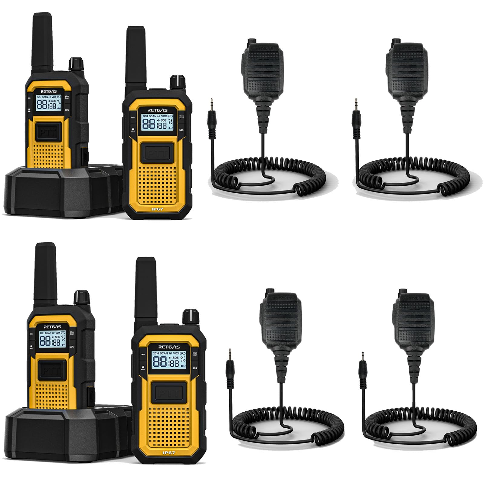 Retevis RB648 Heavy Duty Walkie Talkies, Waterproof 2 Way Radio, MIL-STD-810H, Advanced Triple Proof, 2000 mAh, Emergency, Walkie Talkies for Adults Long Range for Contractor (4 Pack) — view 12