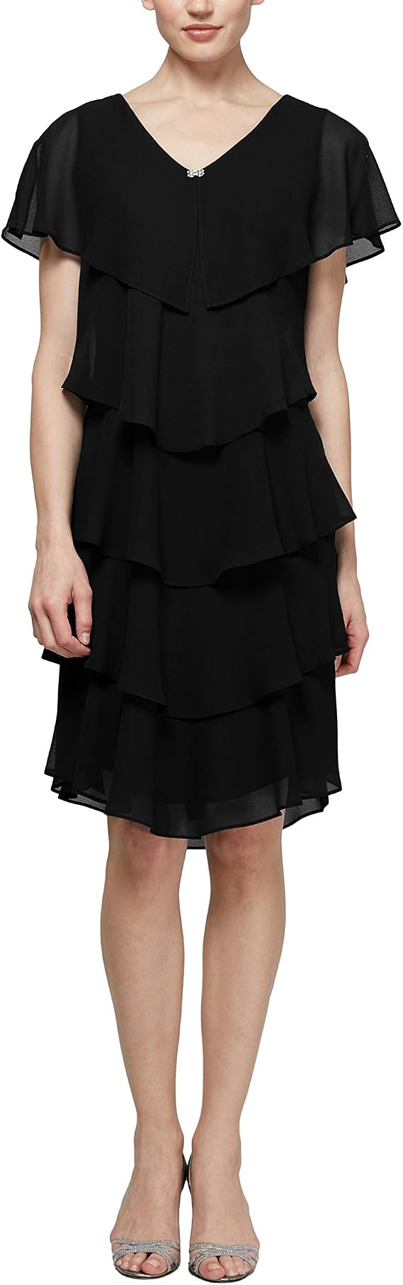 S.L. Fashions Women's Tiered Pebble Dress (Petite And Regular Sizes) Special Occasion