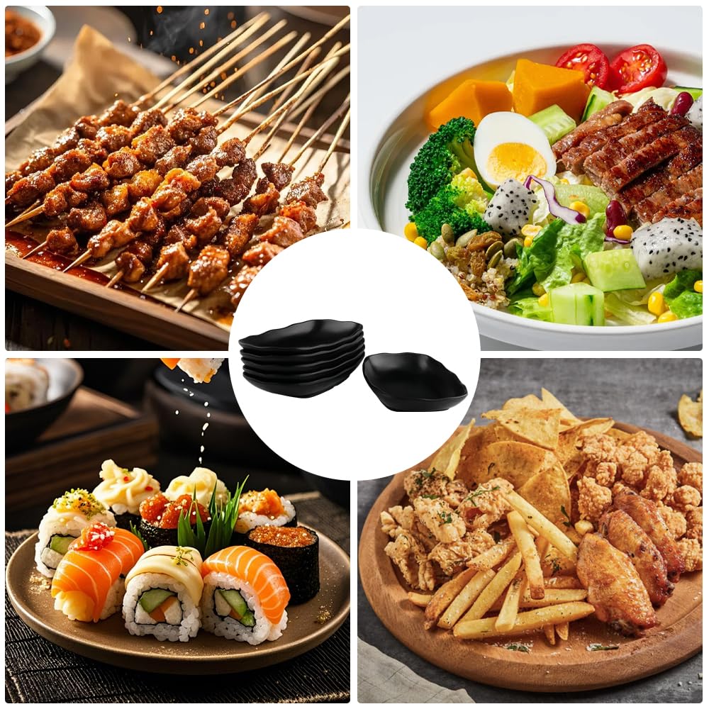 Pezzi Piatti Neri Moderni Piatti da Portata Vassoi Piccolo Piatti Plastica Melamina per Sushi, Antipasti, Dessert, Insalata, 19,2 x 12 x 3,2 cm