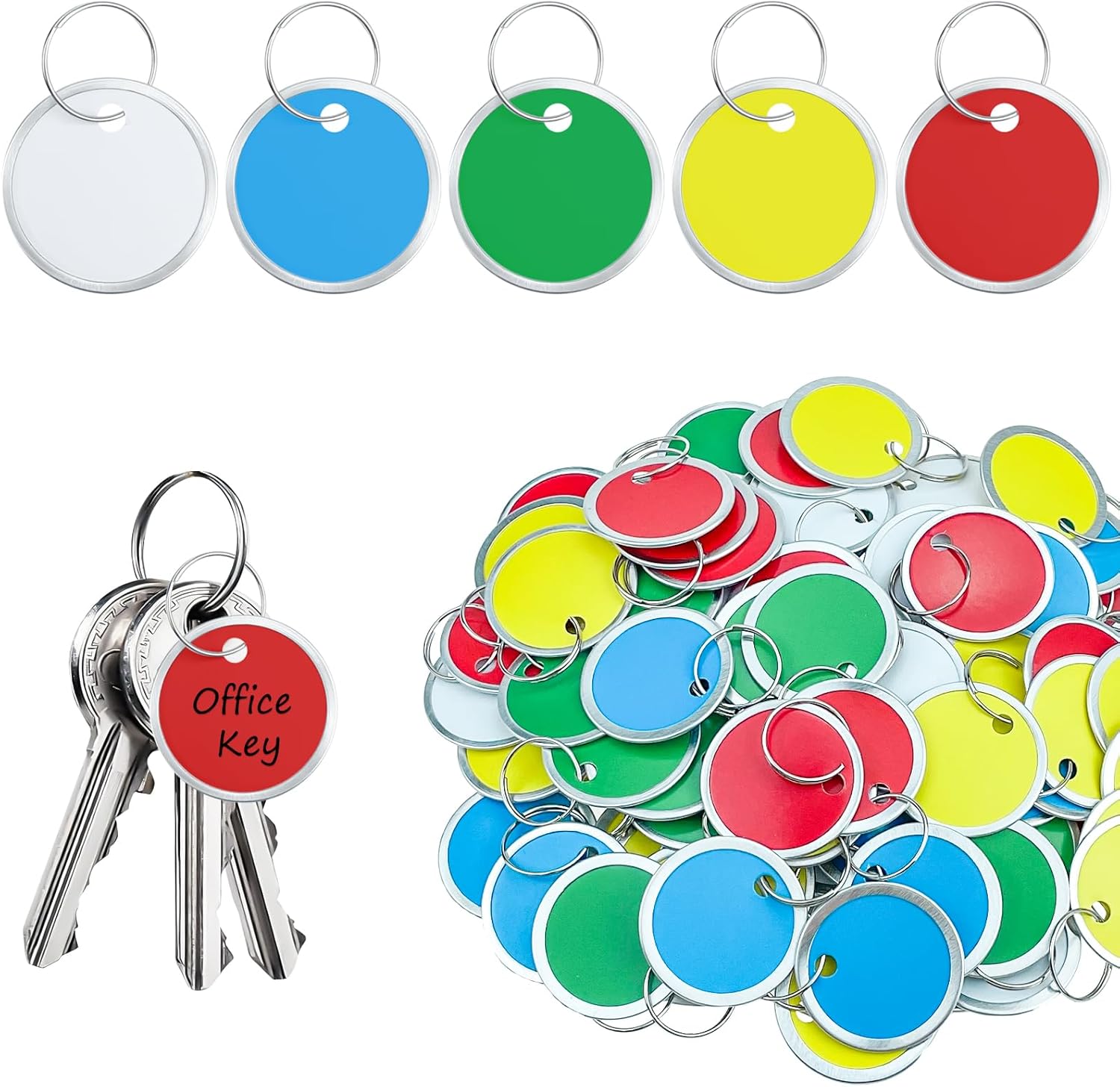 Amazon.com : 100 Pcs Round Paper Key Tags, 1.22Inch Metal Rim Key Tags ...