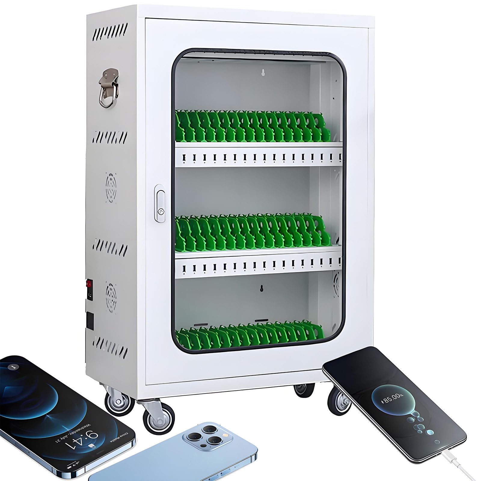 GUTYGIO Rechargeable Mobile Phone Storage Locker, USB Charging Station, 20/30/40/50/60 Slots Mobile Phone Charging Cabinet for School Church Airport 50slots