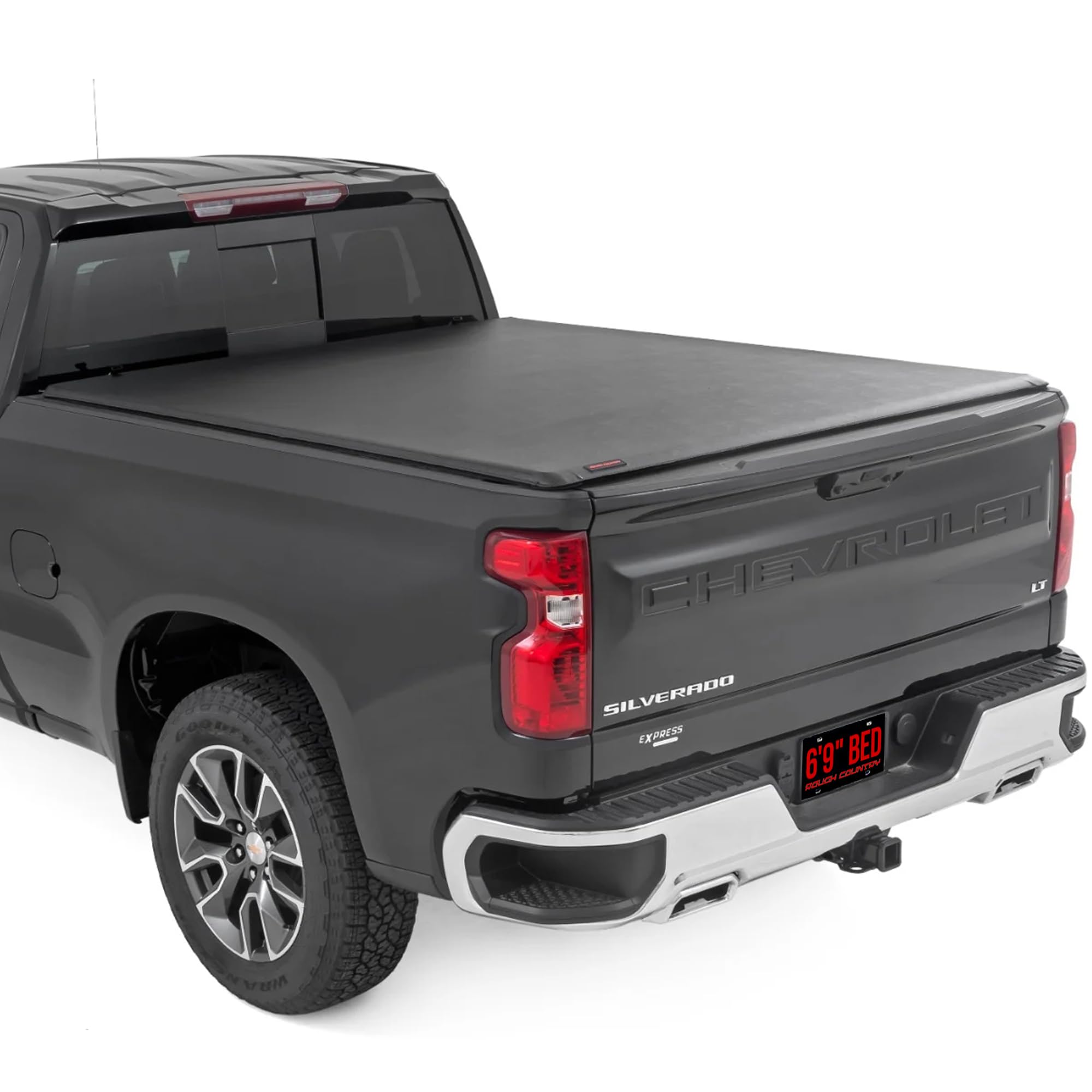 Rough Country Soft Roll Up Tonneau Cover for Chevy Silverado 1500 & GMC Sierra 1500 (2019–2026) - Marine-Grade Vinyl, No-Drill Install, Fits 6'7" Standard Bed