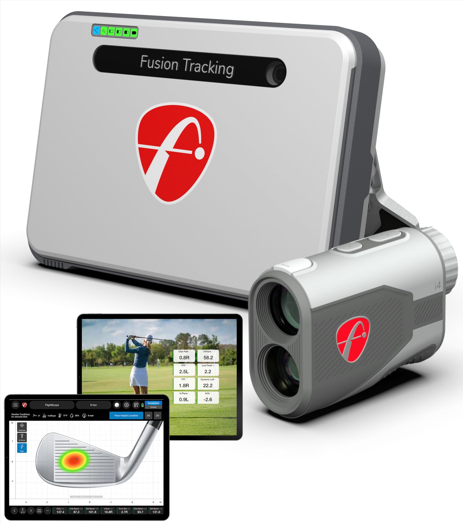 FlightScope Mevo+ GPS Launch Monitor and Golf Simulator | 20+ Swing Data Parameters | Multicam | 12 E6 Courses, 17 Practice Ranges with i4 Golf Rangefinder | 6X Magnification, 1,000 Yard Range
