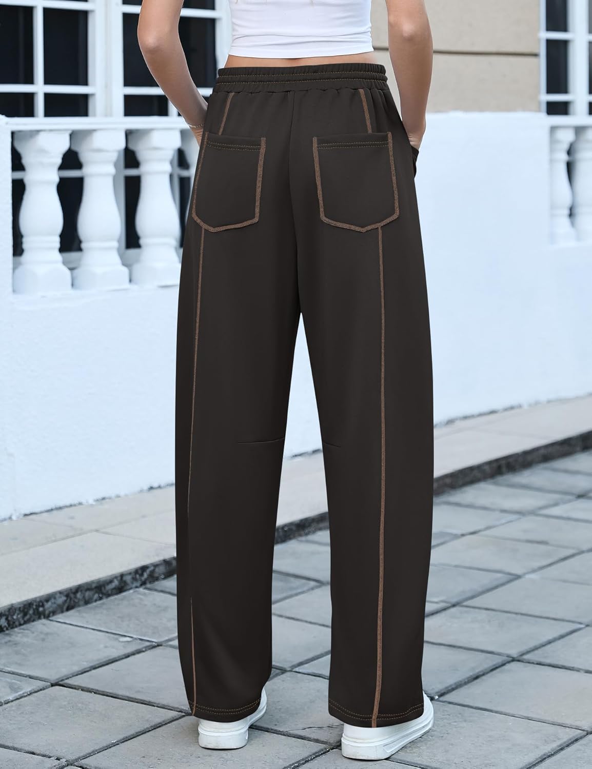 Rapbin Womens Barrel Pants Baggy Wide Leg Lounge Sweatpants Fashion Outfits with Pockets 2026 - Image 2