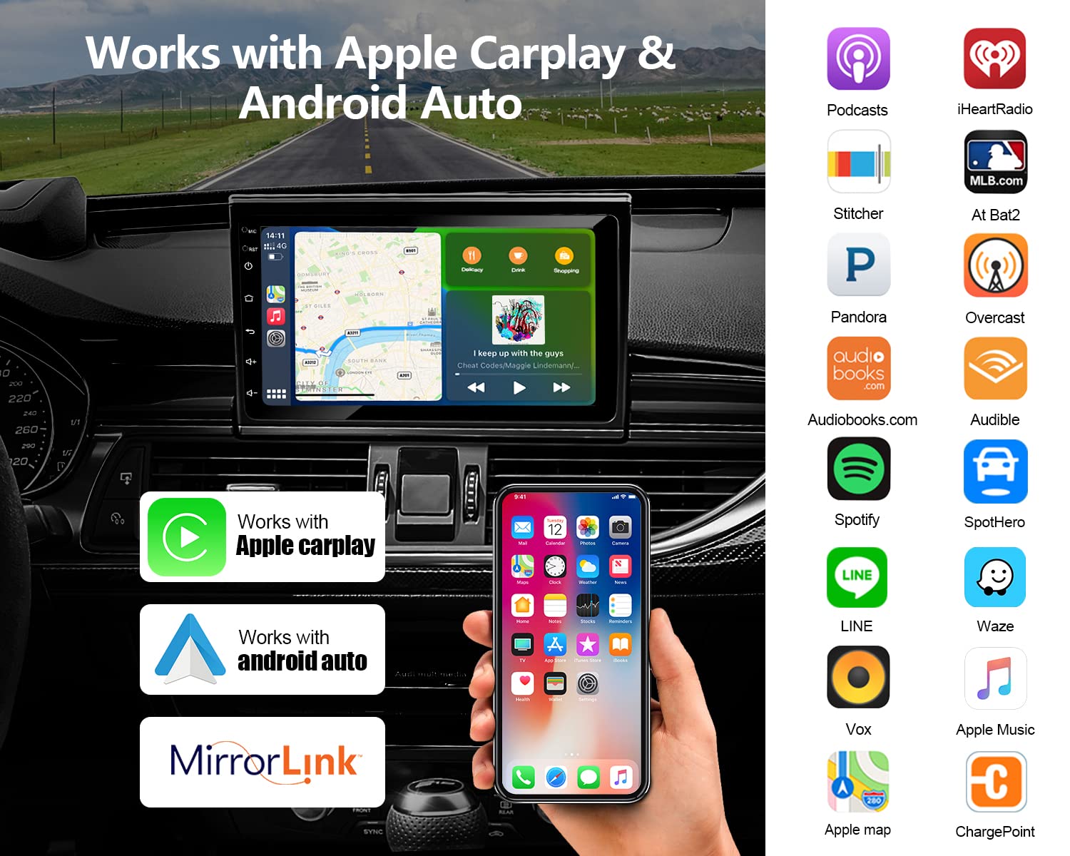 Double Din Car Stereo, 7'' Touch Screen Bluetooth Car Radio Multimedia