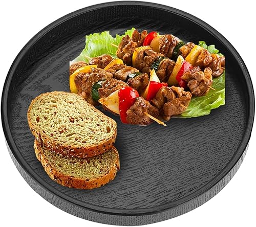 Miniatura 8 de Watris Veiyi Bandeja redonda de madera, bandeja negra sólida, bandeja decorativa de madera para té, café, aperitivos, plato para servir comidas con