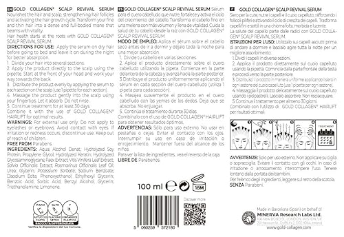 GOLD COLLAGEN Scalp Revival - Sérum Cabello Noche para Crecimiento y Anticaída con Ácido Hialurónico y Extractos Naturales, Tratamiento Hidratante Cabello con Keratina, Aceite Pelo Seco Dañado 100 ml - imagen 5