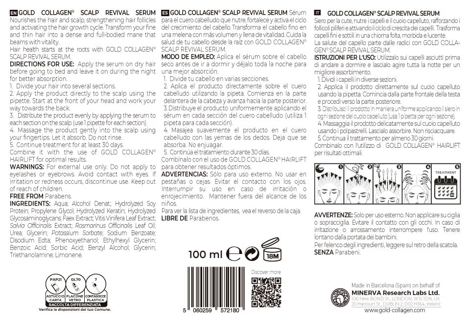 GOLD COLLAGEN Scalp Revival - Hair Serum with Hyaluronic Acid, Keratin & Natural Extracts for Scalp Health & Hair Growth - Women's Damaged, Fragile Hair Serum & Loss Treatment - Image 6