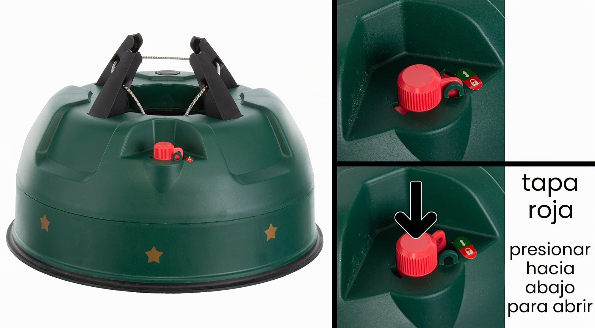 Brandsseller Soporte para árbol de Navidad, soporte para árbol de Navidad, soporte para árbol de Navidad con palanca de pie, técnica de cuerda y seguridad, 34 x 34 cm, 4,2 kg