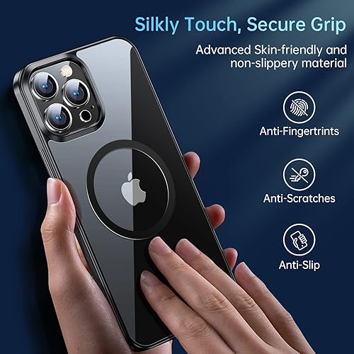 Miniatura 6 de Funda magnética delgada transparente para iPhone 14 Pro no amarillea Protección de grado militar Imanes fuertes número 1 JUESHITUO compatible con