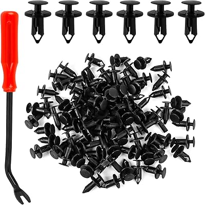 120 PCS 8mm Fender Clips, Push Rivets Car Clips Plastic Fastener Rivet Clips with Replacement-Fastener Removal Tool for Bu...