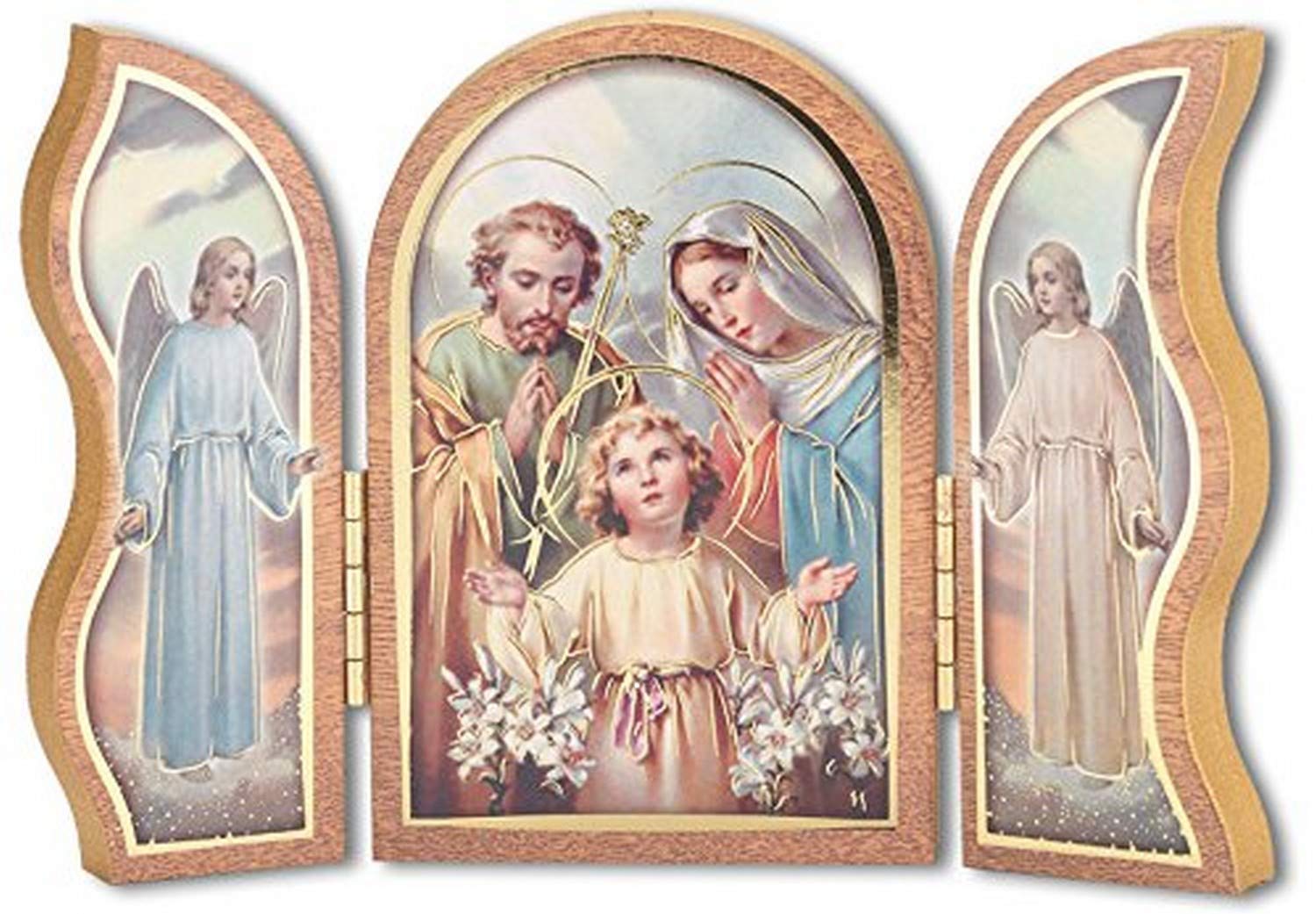 Holy Family with Angels Wood Triptych