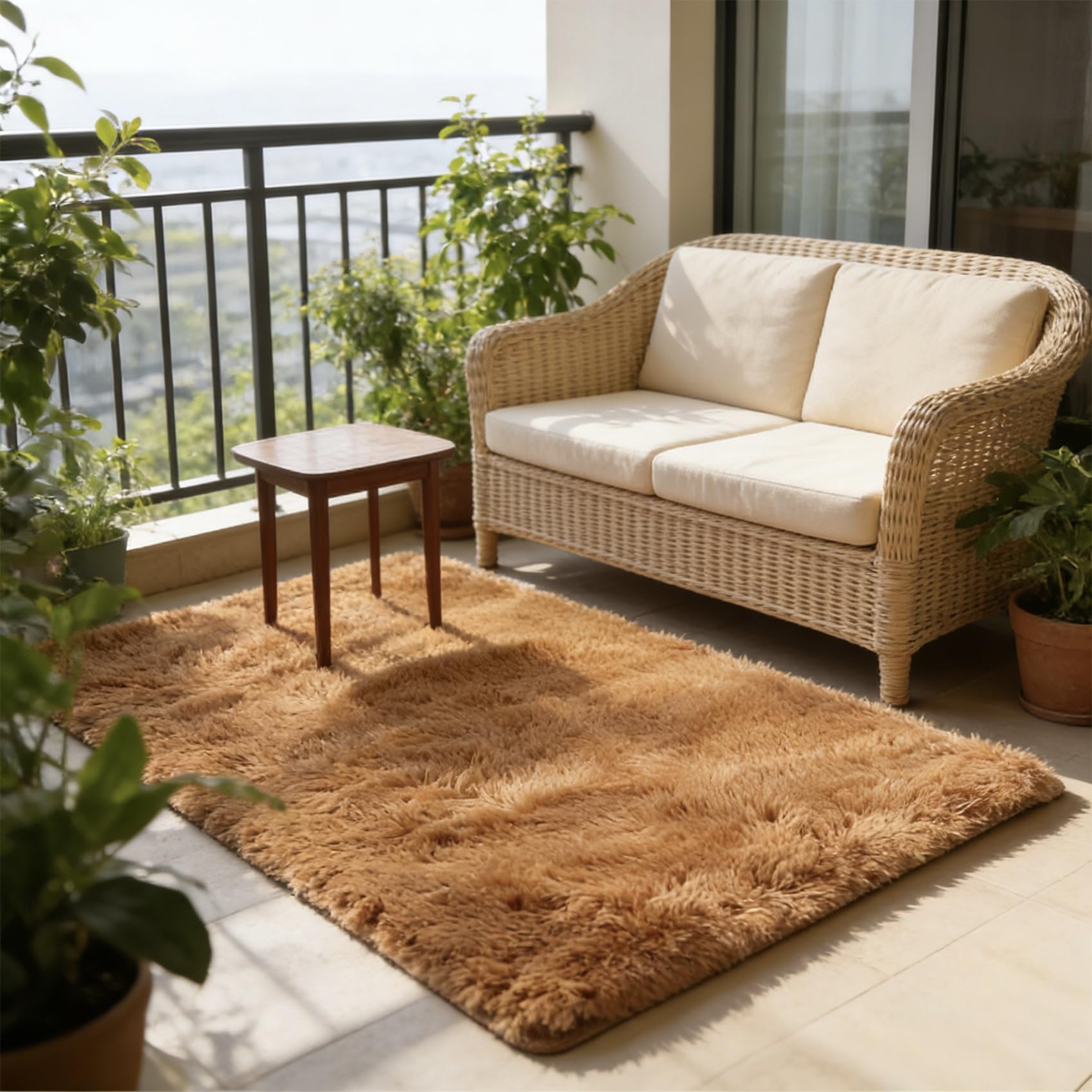 Tapis de salon doux 195x180 cm pour créer un coin lecture cosy au bureau