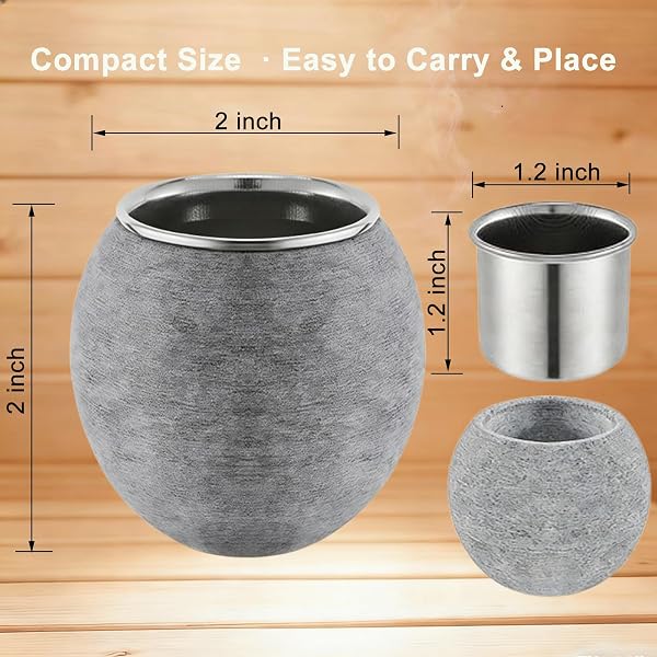Sauna Aromatherapy Stone Cup, Sauna Essential Oil Diffuser,Small Aromatherapy Bowl with Stainless Steel Diffuser for Spa Yoga Wellness - 4
