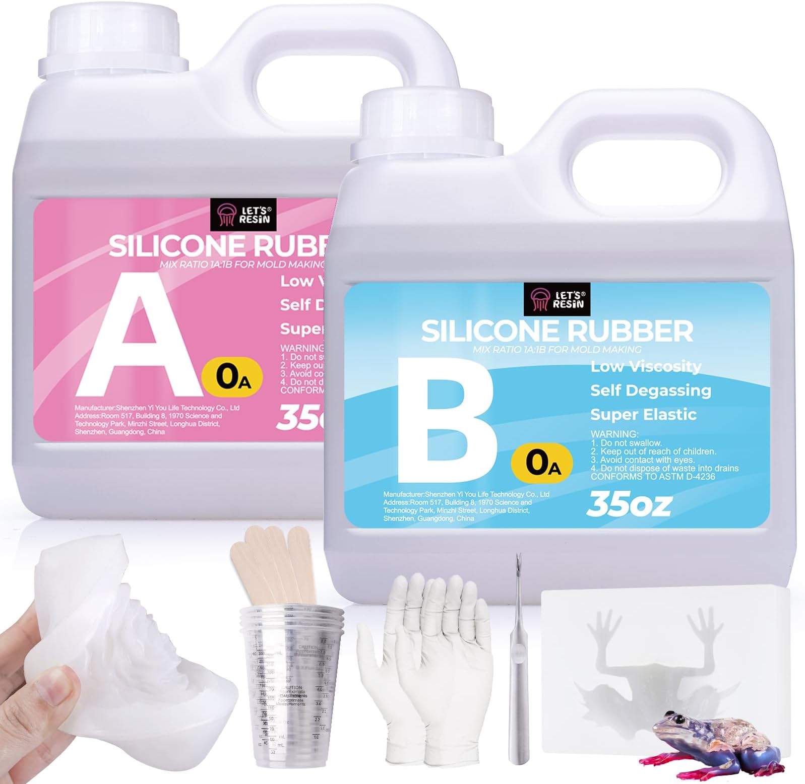 Silicone Mold Making Kit 0A, Extra Soft & Elastic Molding Silicone 70.5oz, Liquid Silicone for Mold Making Platinum Cure, Ideal for 3D Silicone Molds, Candle Molds, Soap Molds, Resin Molds