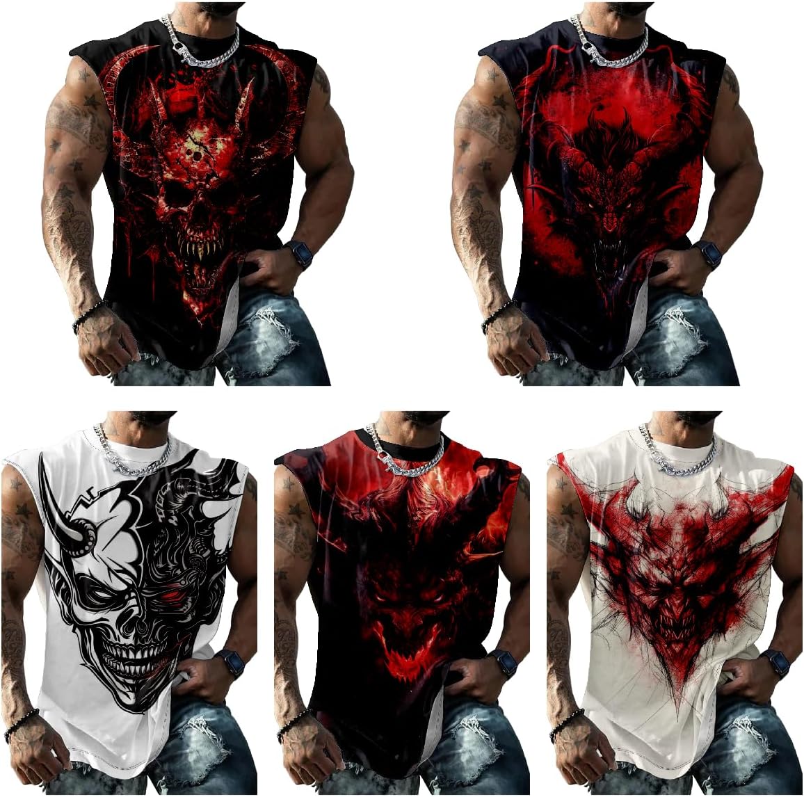 Mens Sleeveless Shirts Muscle Tank Top Summer Novelty Tough Guy Workout Gym Shirts Men Loose Tank Tops - Image 3