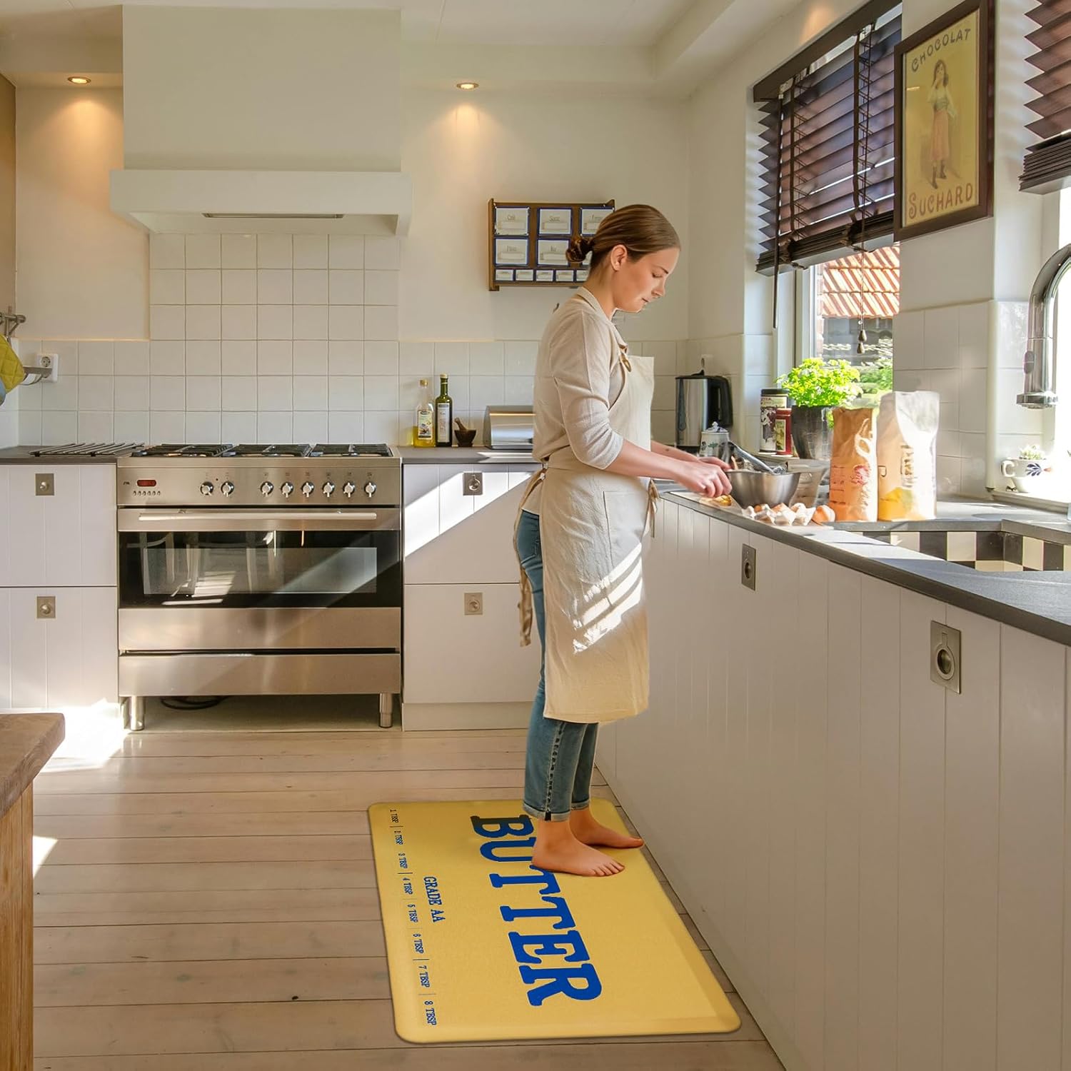 MSJGA Butter Rug Kitchen Rugs for Floor Cushioned Anti-Fatigue Mat 17.3"x28" Non-Slip Standing Desk Mat Comfort Floor Mats for House Sink Office Laundry