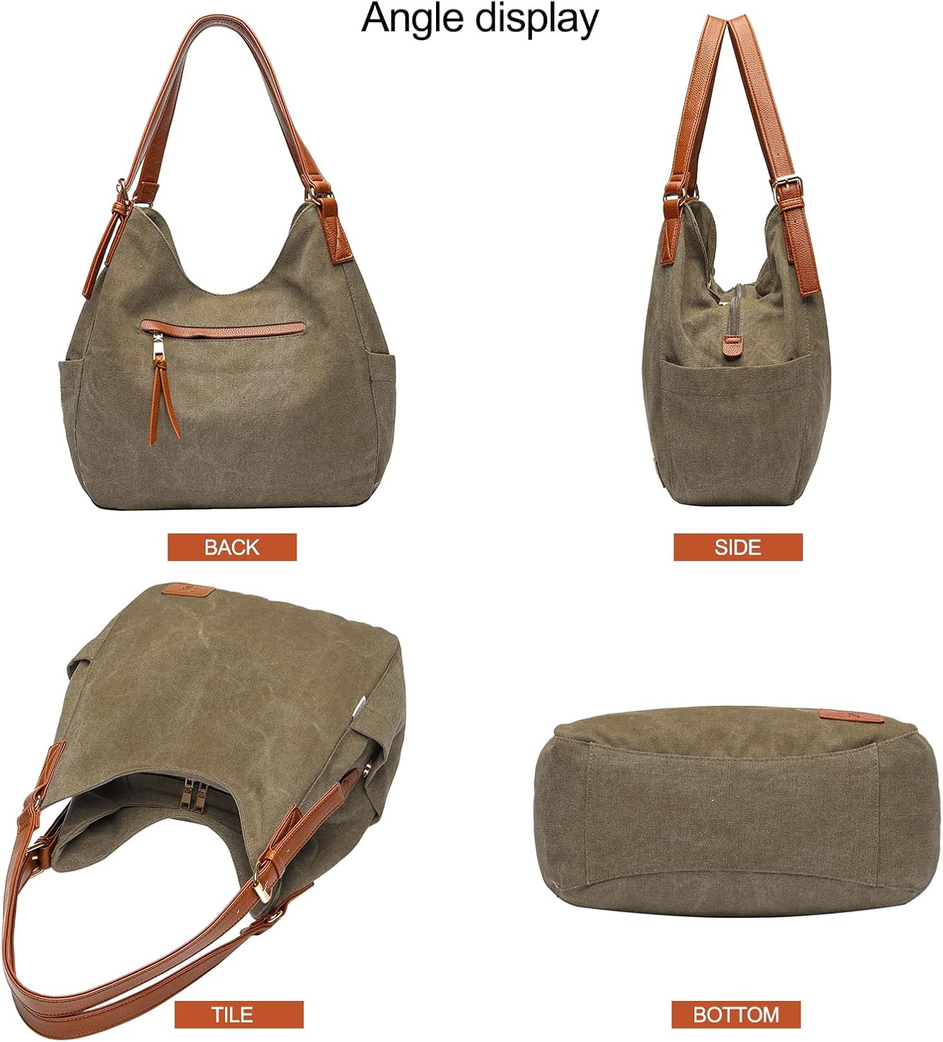 Worldlyda Women Canvas Hobo Purse Multi Pocket Tote Shopper Shoulder Bag Casual Top Handle handbag with Embroidery Ethnic - Image 3