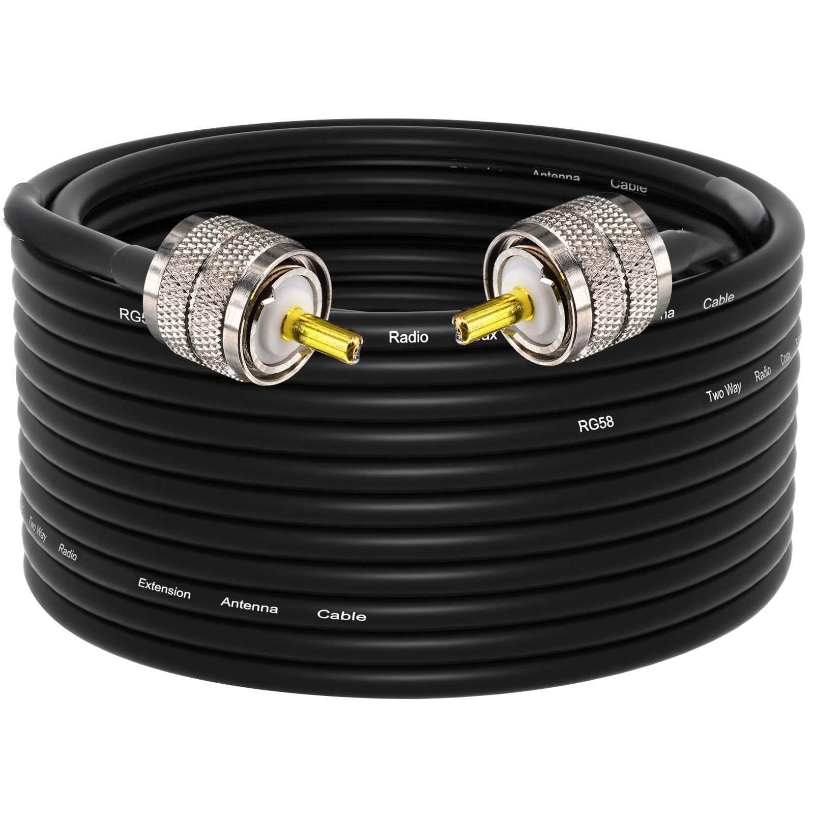 THE WHITE SHOP Coaxial Cable CB Coax Cable PL259 Coax Cable 50 Ohm RG58 Coaxial Cable UHF Male to Male Low Loss for HF VHF CB Radio Ham Radio SWR Meter Dummy Load,Antenna Analyzer