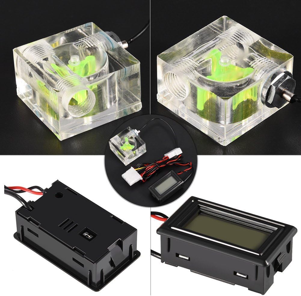 Yosoo PC 3 Way Flow Meter Digital Thermometer, Computer Water Cooling System Kit with Two Connectors and Clamps Water Cooling System Kit for Computer Laptop