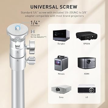Projector Mount,Height Adjustable 19.5 to 47.5,Space-Saving,Heavy-Duty Floor & Table Projector Stand with 11lbs Capacity for Home Theater & Business Presentation Compatible with Epson, XGIMI, Nebula