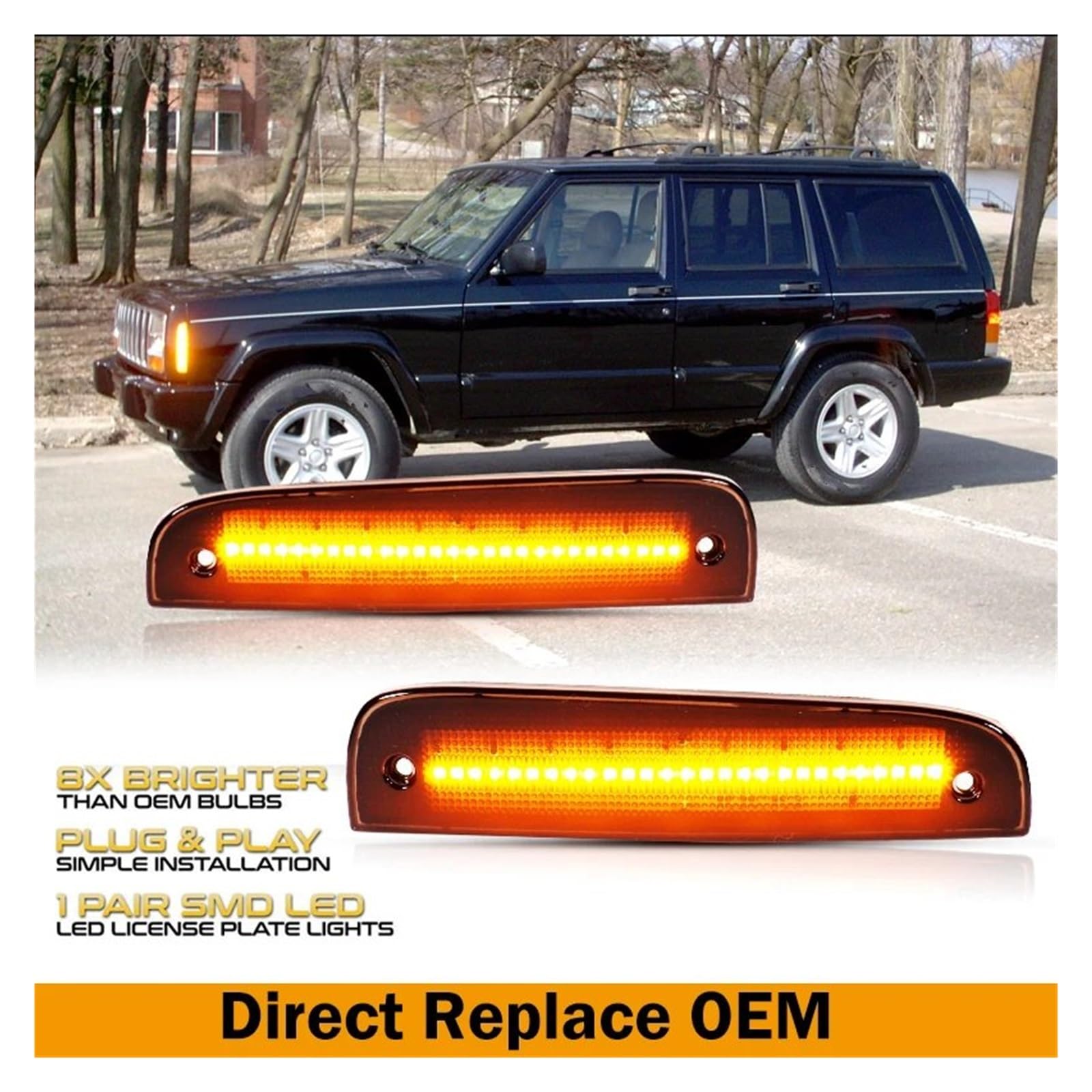 Fanale Fanalino Freccia Per Jeep Per Cherokee 1997 1998 1999 2000 2001 12V T10 Luci Posizione Laterali Anteriori Lente Fumé Ambra Lampada Segnalazione Svolta Sinistra E Destra Indicatore Direzione