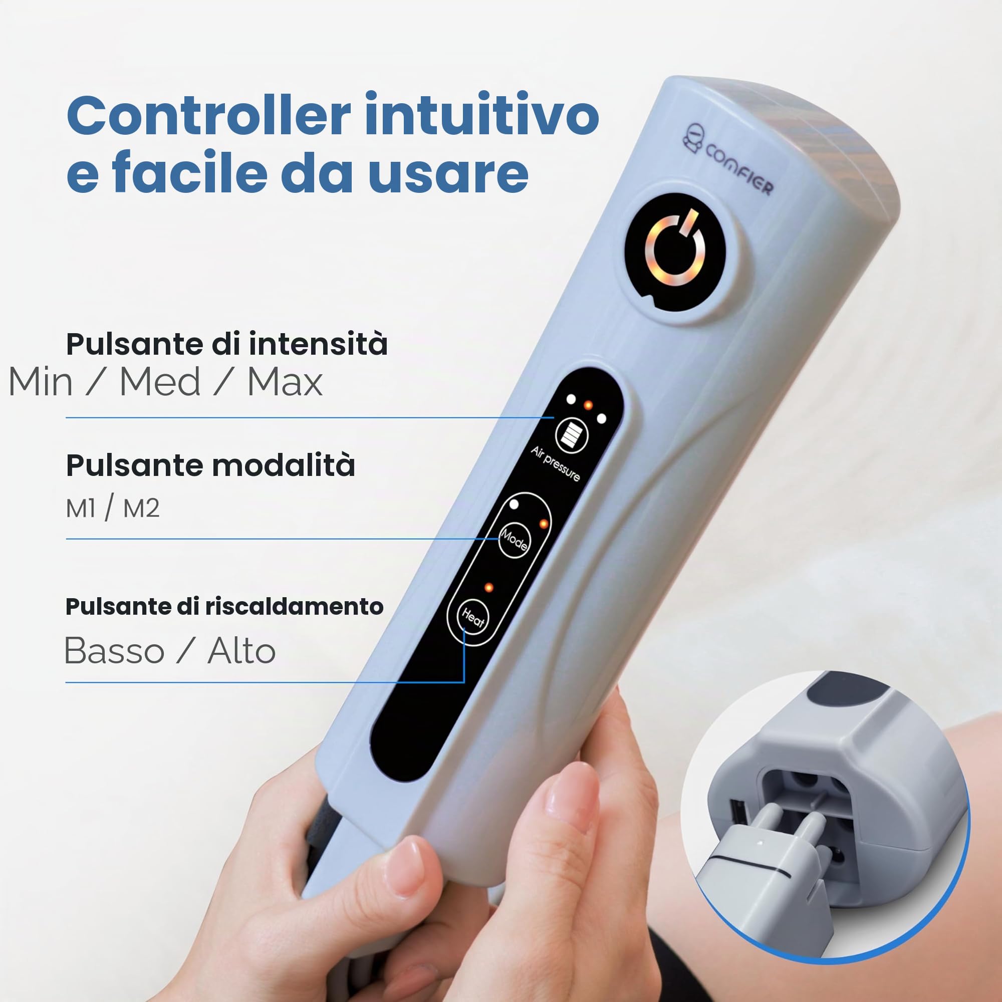 COMFIER Massaggiatore per Gambe con Funzione di Compressione e Calore, Massaggiatore per Piedi e Polpacci con 3 Livelli di Intensità e Stivali Massaggianti Regolabili, Regalo Donna Uomo