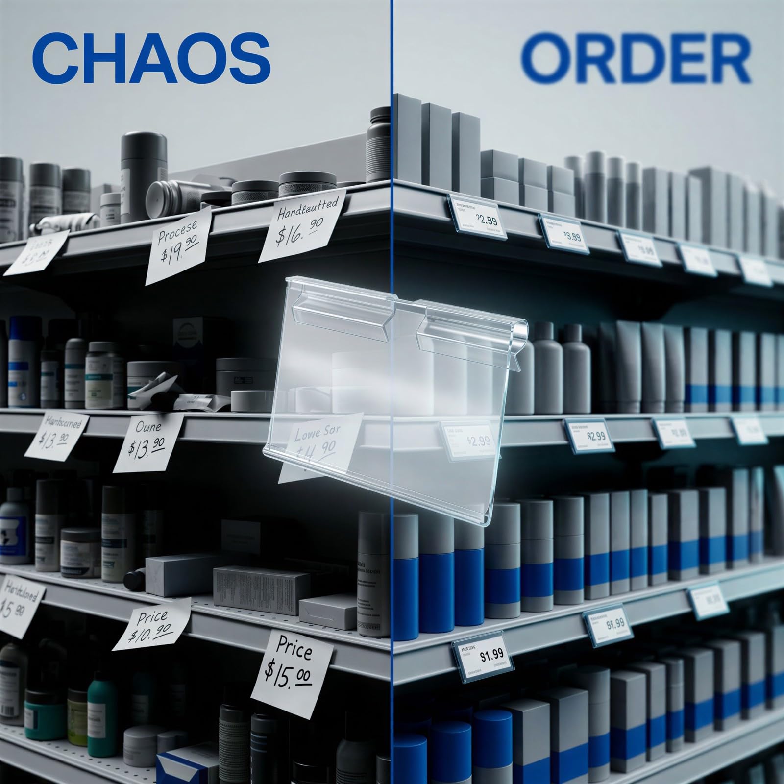 100 porte-étiquettes en plastique transparent, support d’étiquettes avec crochets en fil, porte-signes pour commerce avec cartes vierges, étiquettes à double fil pour supermarché et magasin