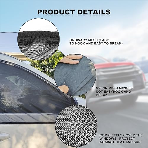 Miniatura 3 de 2 parasoles de ventana de coche para ventana lateral delantera, para ventanas laterales de malla elástica y transpirable, protección contra rayos UV