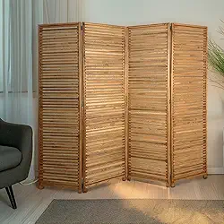 Biombo Decorativo de Madeira 4 Folhas Ripado Sanfonado - Maju Madeiral