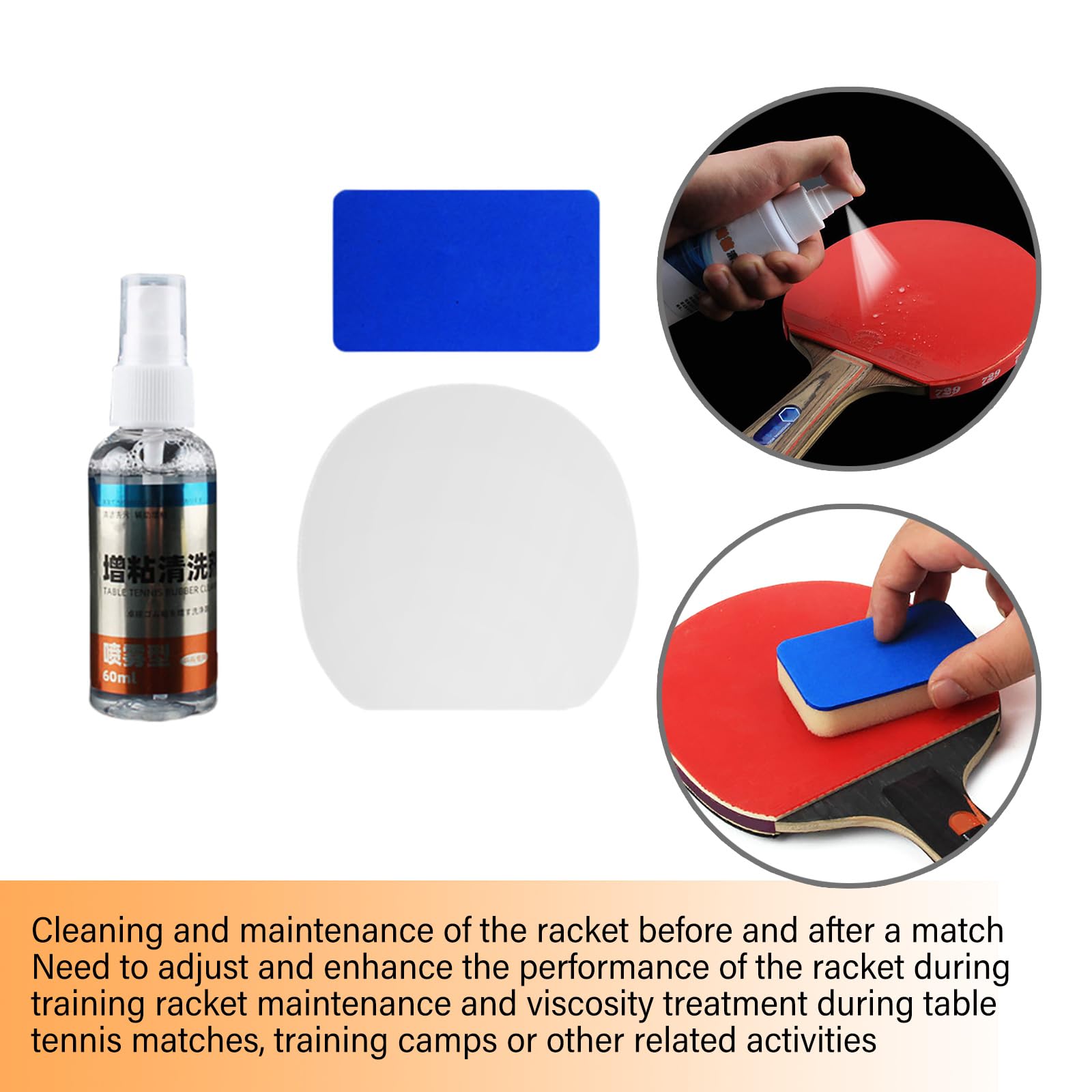 QIEIEI Table Tennis Racket Cleaner Pingpong Paddle Cleaner Table Tennis Cleaner Table Tennis Bat Set