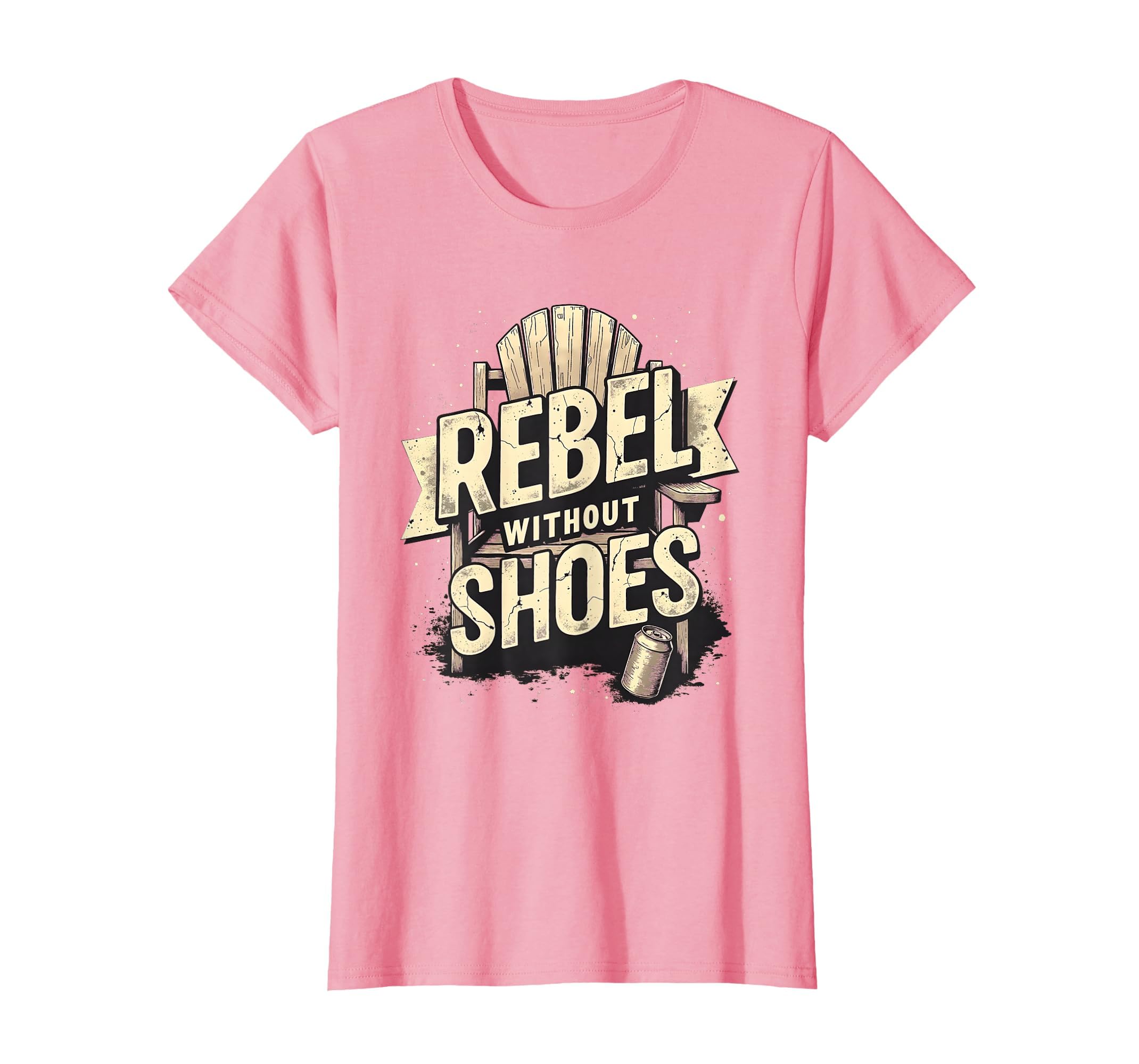 Rebel Without Shoes White Trash Humor Design T-Shirt Women Pink Large