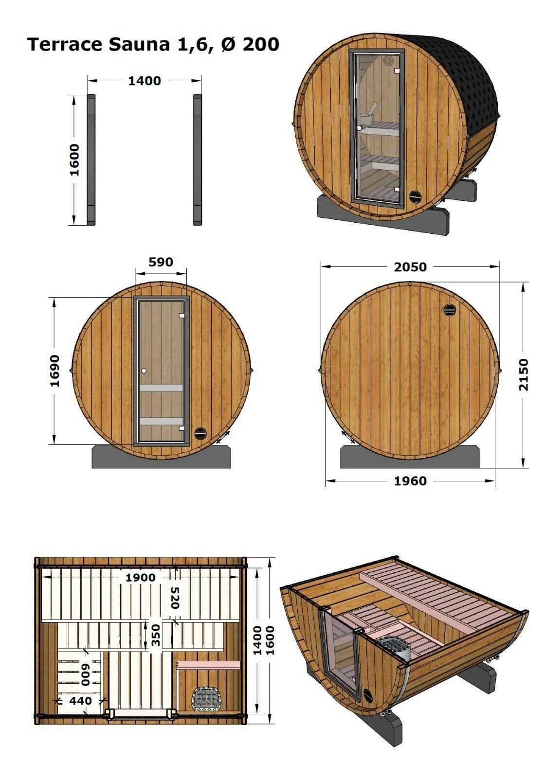 Terrassensauna 160 cm
