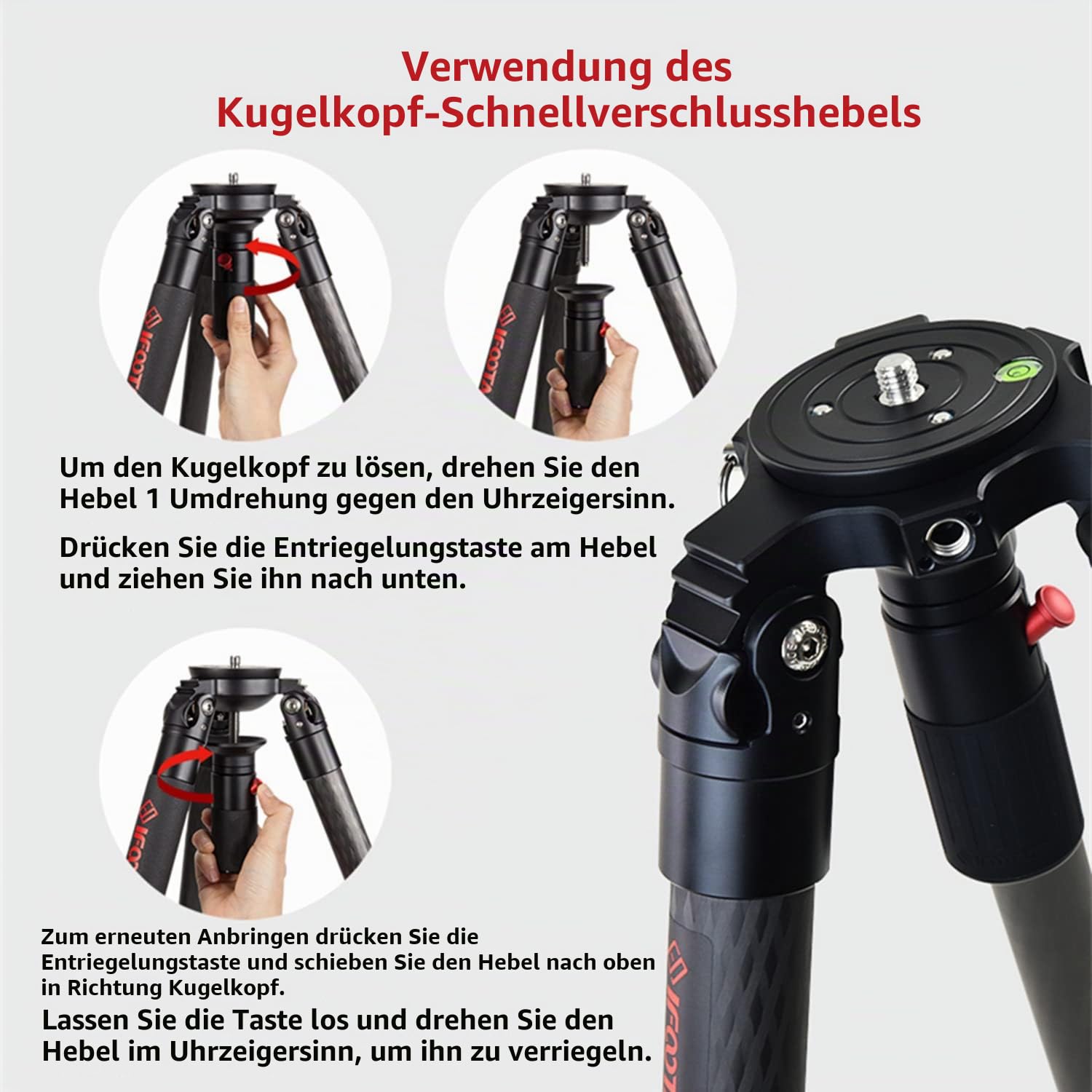 IFOOTAGE Gazelle TC9 Kamerastative,Kamera Stativ,Fotostativ,Stativ Kamera Flexibel,Basic-Einbeinstativ,Fußpolster & Spike, Tragetasche,165cm,Belastung 12KG