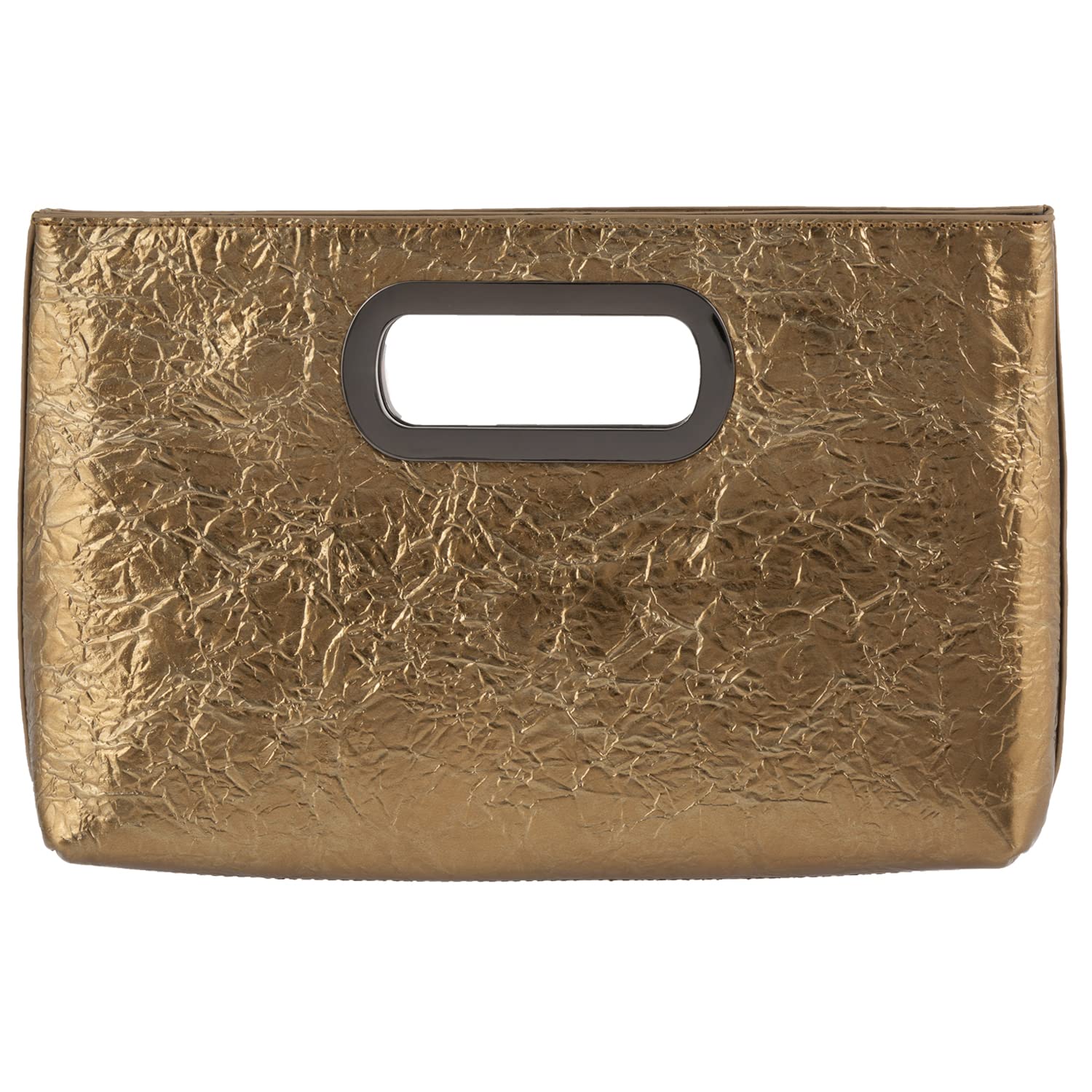 Crushed Metallic Top Handle Clutch