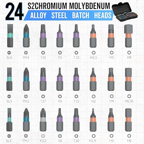 Miniatura 3 de Juego de destornilladores de trinquete 24 en 1, brocas de precisión magnéticas 2025 con mango y estuche desmontables, kit de mini destornilladores