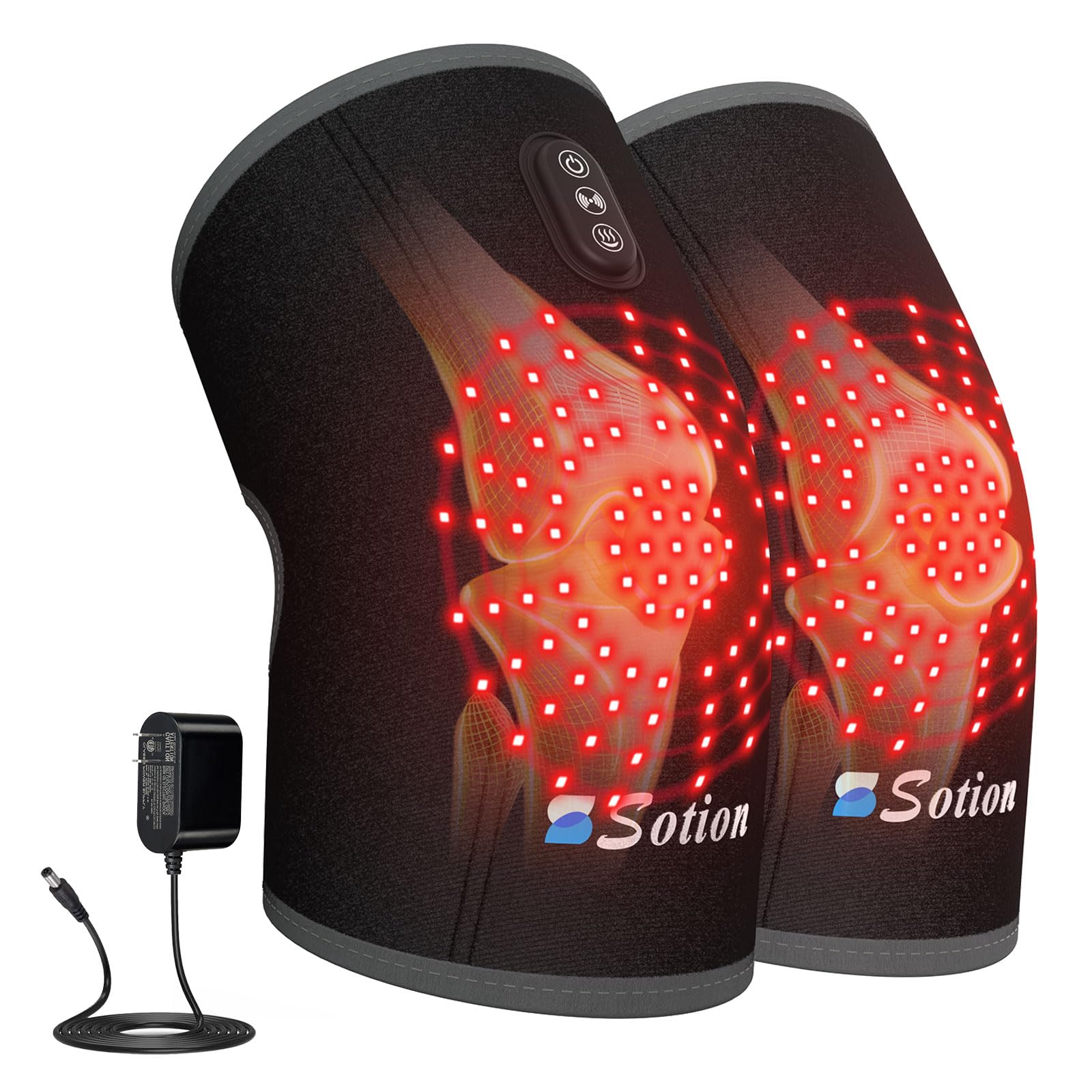 Red Light Therapy & Vibration Massage Knee Brace- 660nm&850nm Red Light Therapy Heated Device for Knee/Joint/Elbow/Shoulder Pain Relief, Faster