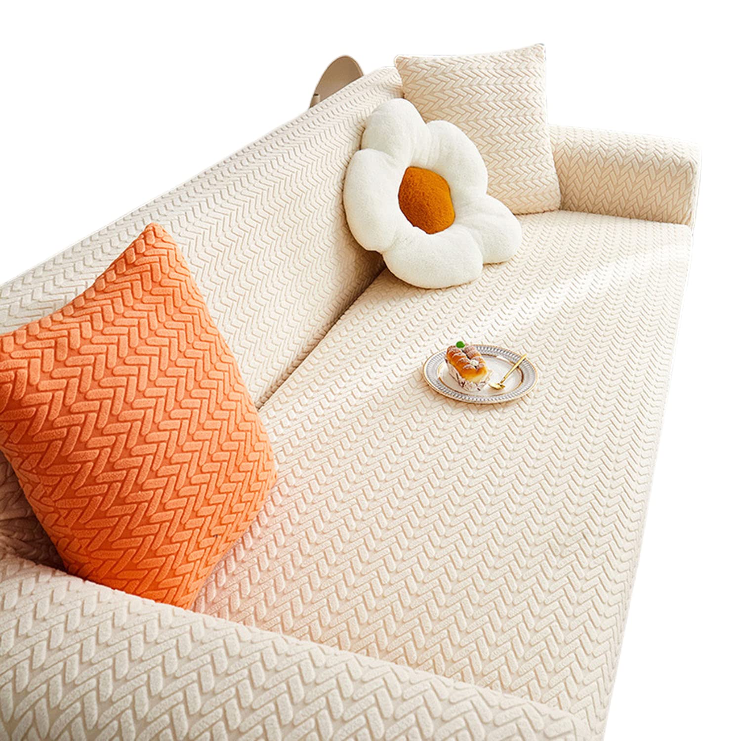 Housse de canapé extensible pour salon familial protection lavable