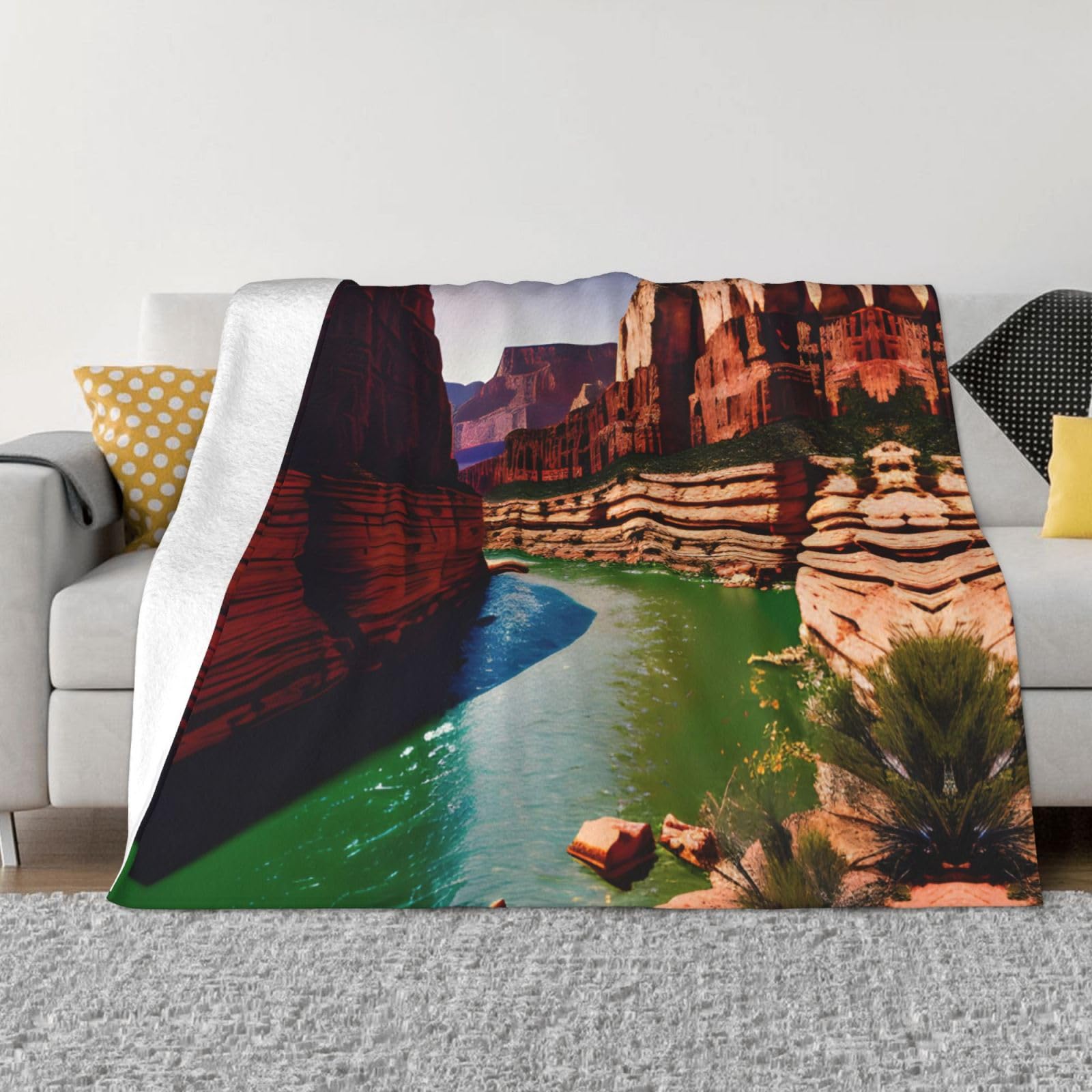 Couverture polaire en flanelle de qualité supérieure imprimée motif Grand Canyon