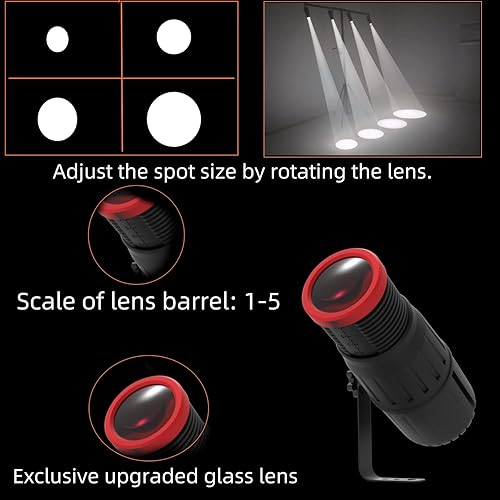 Miniatura 7 de Luces Pinspot de 18 W, foco de bola de discoteca de enfoque manual, 16 colores RGBW LED con control remoto, tamaño de punto y brillo, iluminación de