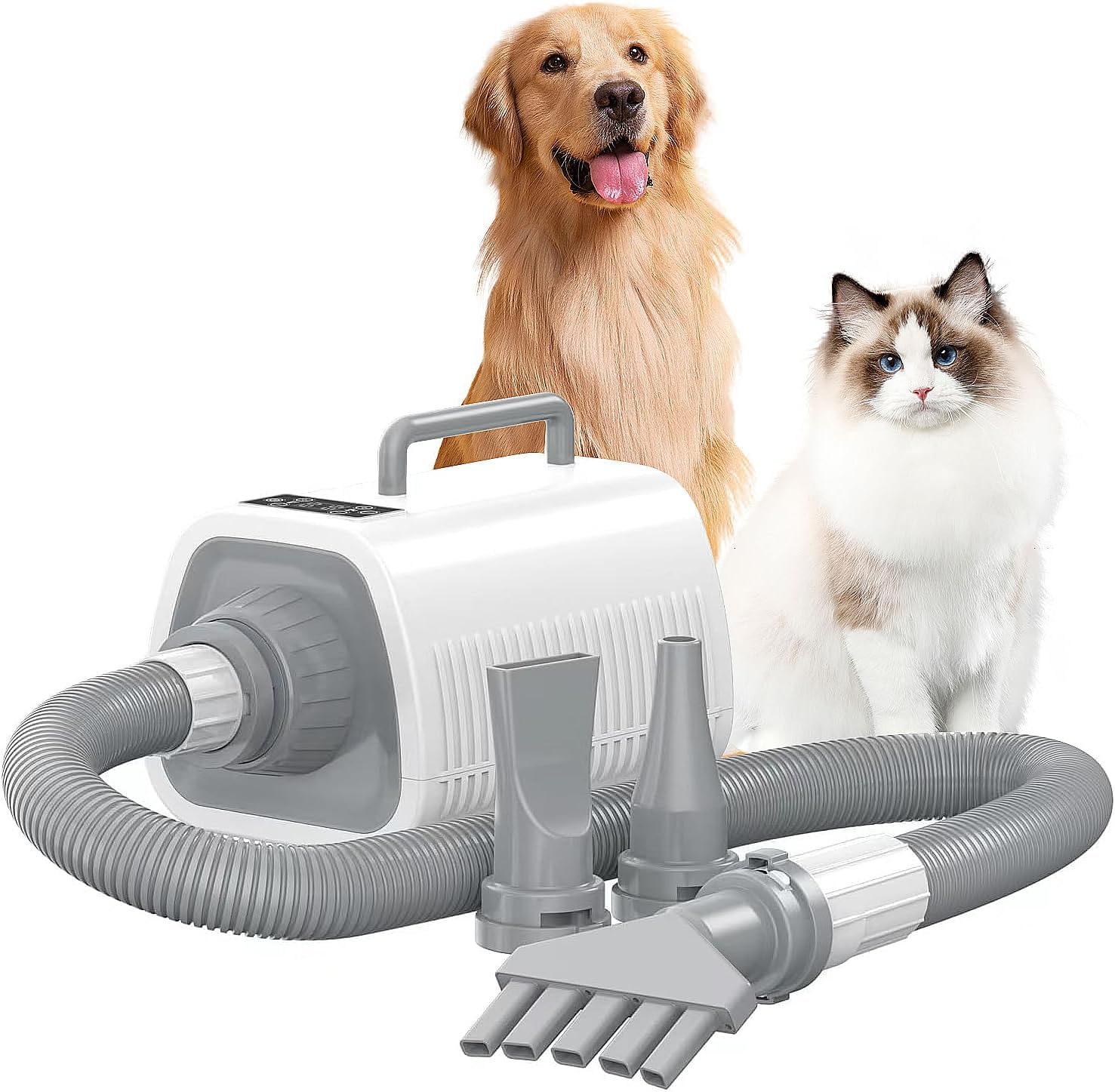 Dog Dryer, high-Speed Professional pet Grooming Dryer, cat Dryer, Fast Drying, 3 Different nozzles, Suitable for All Kinds of Pets