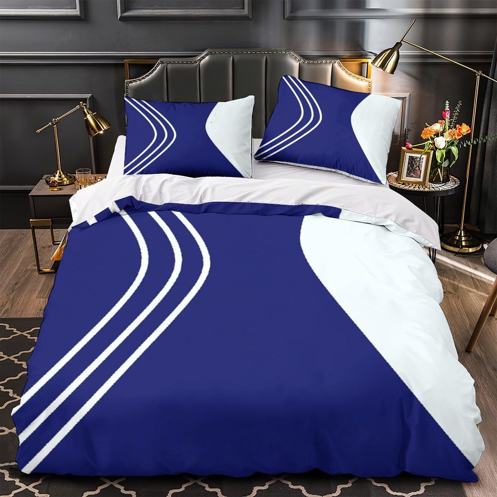 Housse de couette fermeture éclair vagues bleues pour un lit facile à faire