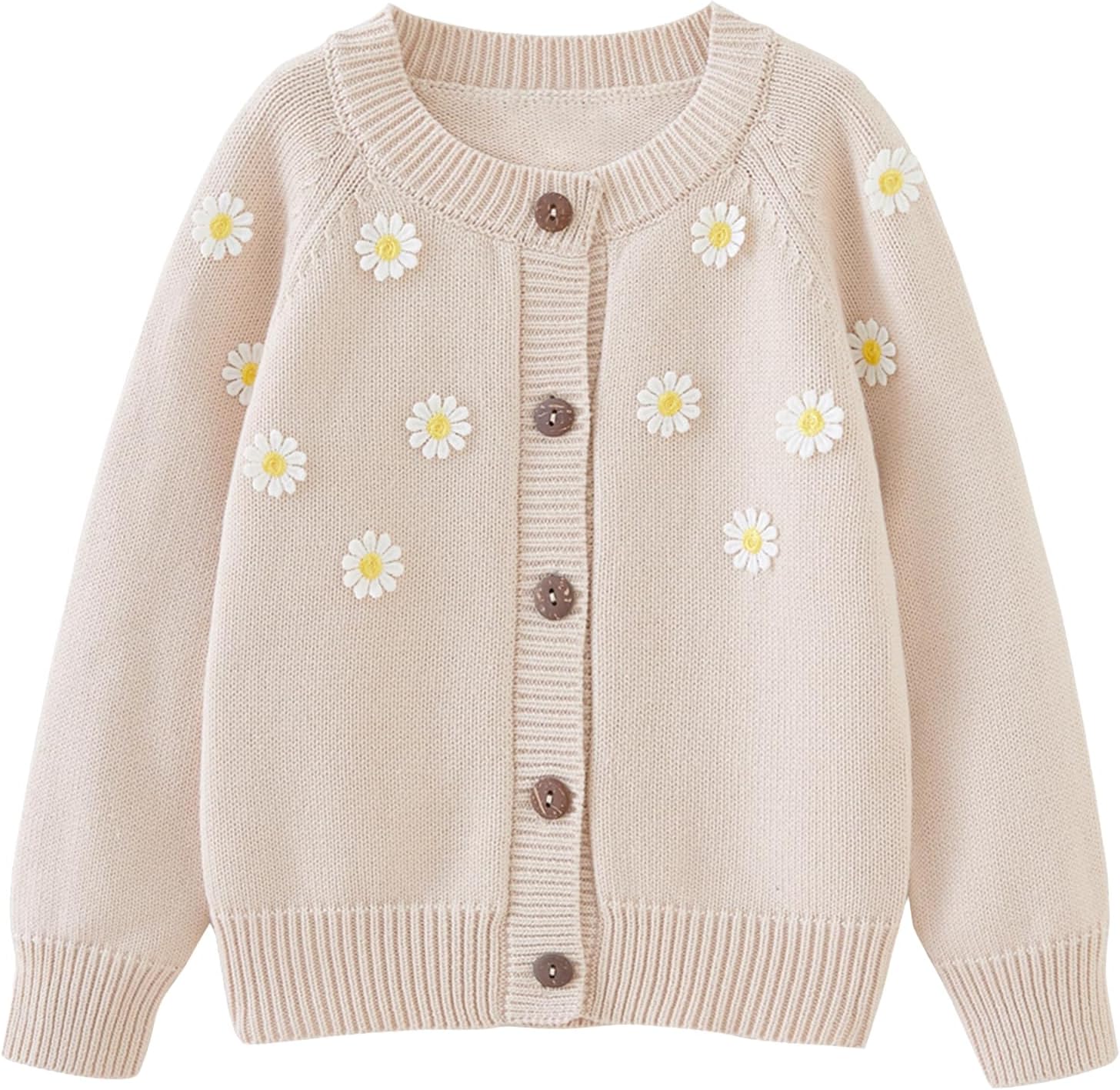 Baby Kids Girls Cardigan Sweaters Button Front Knitted Sweater Long Sleeve Cotton Tops Spring Cardigans 1-9 Years