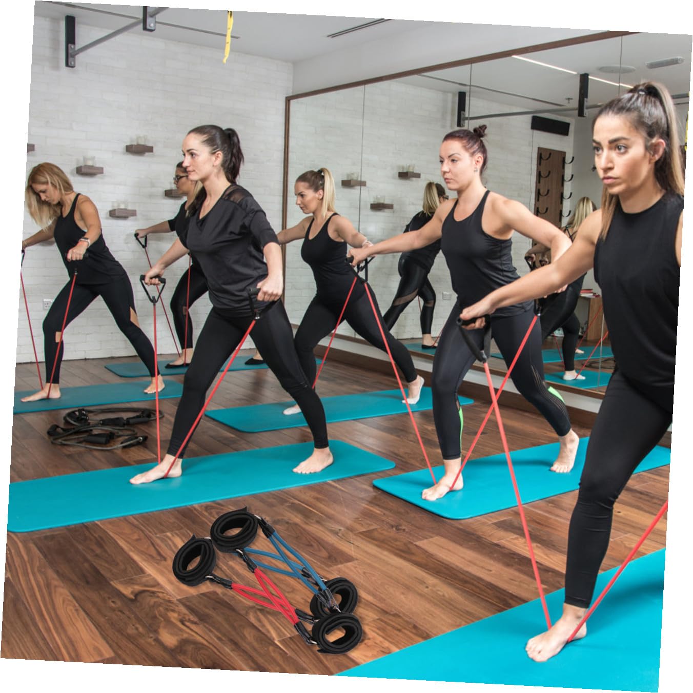 Mikinona Bein Und Oberschenkel Latex Widerstandsband 4-Fach Elastischer Naturlatex Nylon Neopren Knöchelriemen Pilates Physiotherapie Fitness Workout Trainingsgerät