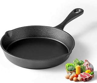 NeoForge 8 Inch Cast Iron Skillet with Teardrop Handle - Oven Safe Frying Pan for Stove, Grill, Induction, Camping