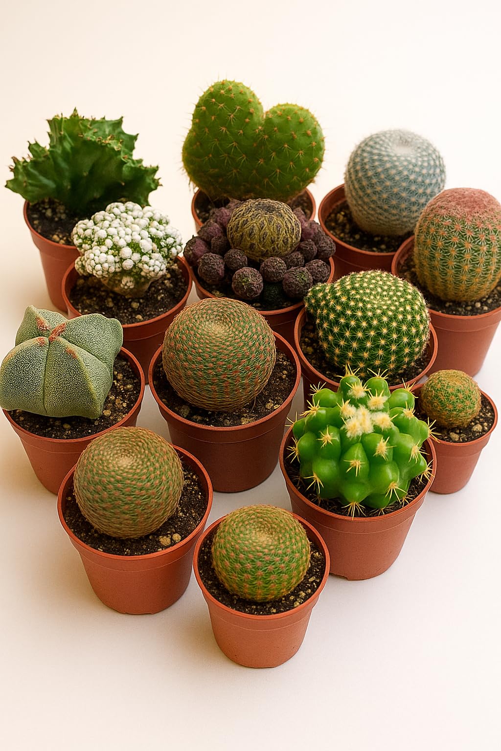 Garden Center Shop | Pack 10 Cactus y Suculentas Variadas Naturales | Plantas de Colección en Maceta | Interior y Exterior | Bajo Mantenimiento