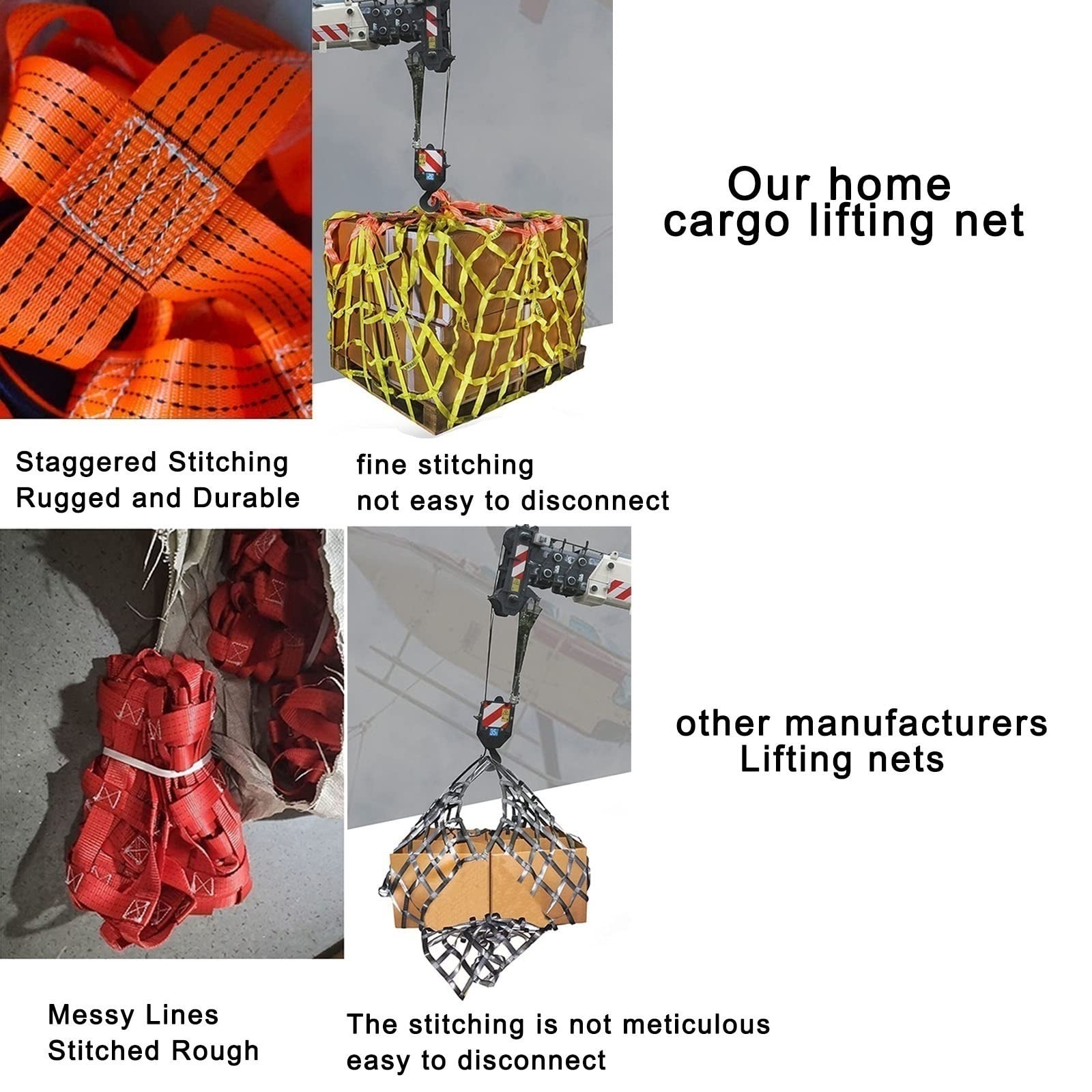 Generisch Nylon-Lasthebenetz, hochbelastbar, reißfest, elastisches Ladungssicherungsnetz, Tragfähigkeit 0,33–3,5 t, orangefarbenes Sicherheitsnetz (Größe: 2 x 2 m/Maschenweite/15 cm/Tragfähigkeit 2)