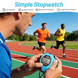 FCXJTU Digital Simple Stopwatch Timer, No Bells, No Alarm, Simple Basic Operation, Silent, Clear Display, ON/Off, Large Display for Running Training Sports Kids Coaches Referees Teachers