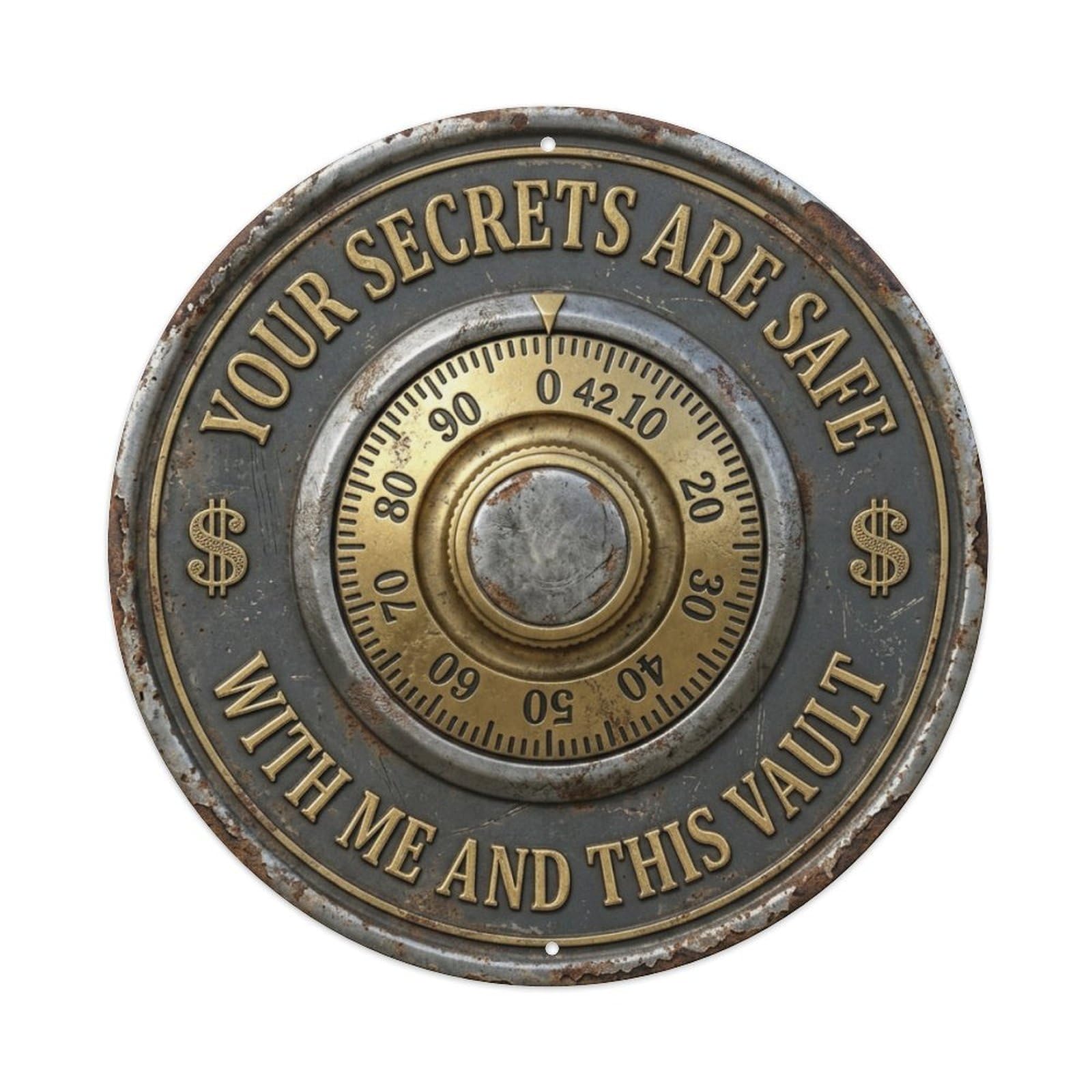 Safe Dial Vault Office Vintage Metal Tin Sign Plaque Wall Decor for Cafe, Club Bar, Office, Garden Metal Poster 8x8Inch