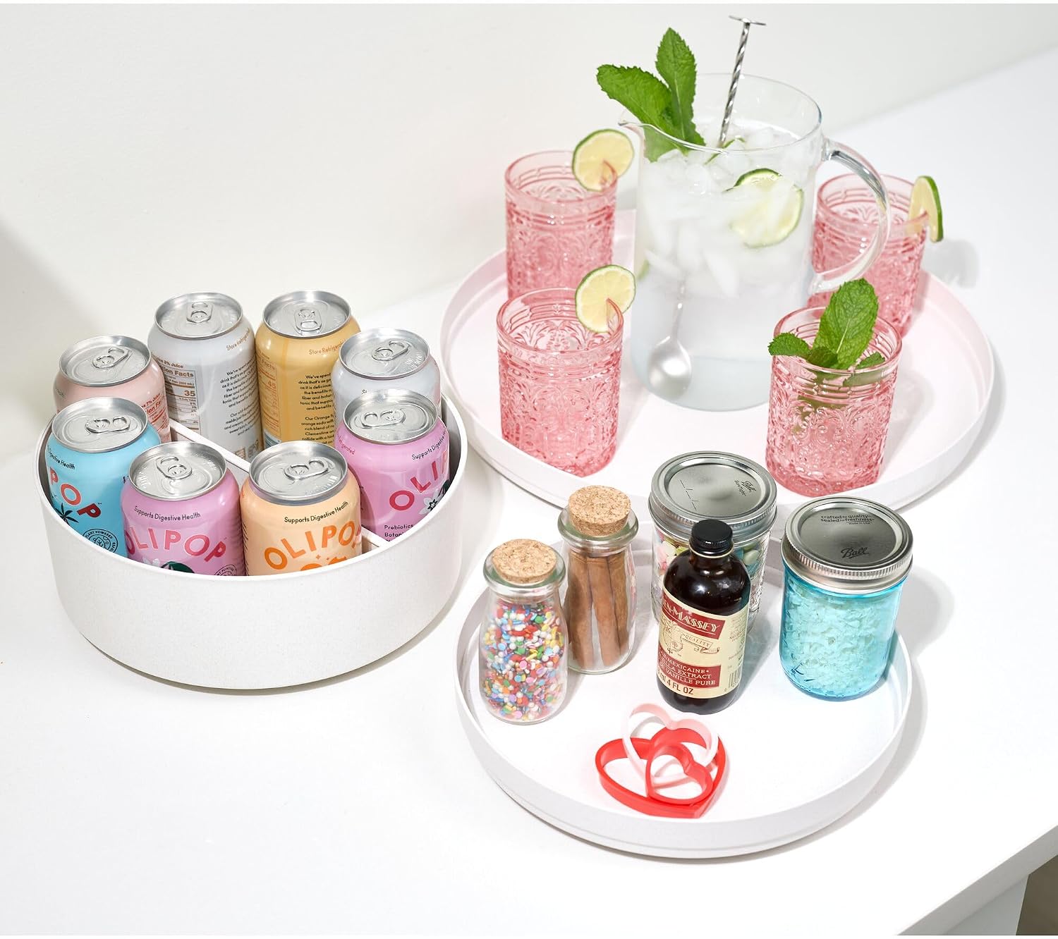 iDesign Recycled Plastic Lazy Susan Turntable Organizer, The Rosanna Pansino Collection – 14.9” L x 14.85” W x 1.6” H, Coconut